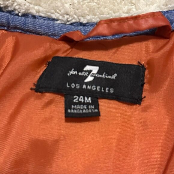 7 For All Mankind Toddler 24M Puffer Coat Rust Orange Hooded Faux Fur Winter - Picture 4 of 8